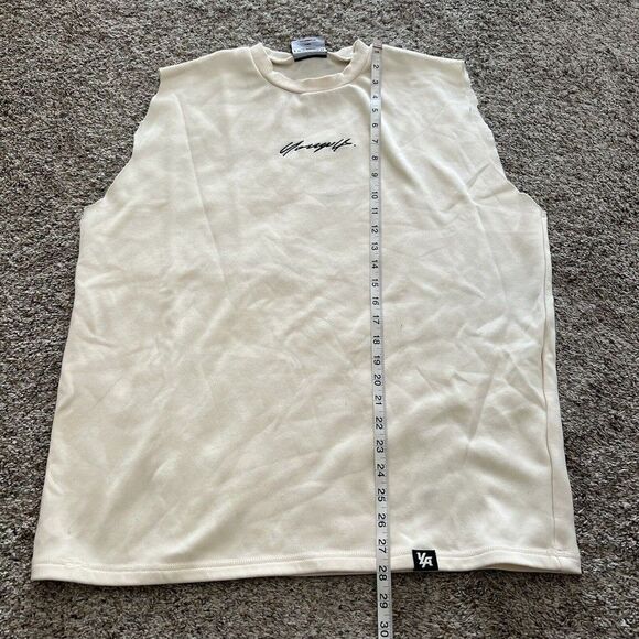 YoungLA Unisex Print Oversized Workout Tank Beige Size XL - Picture 2 of 9